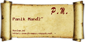 Panik Manó névjegykártya